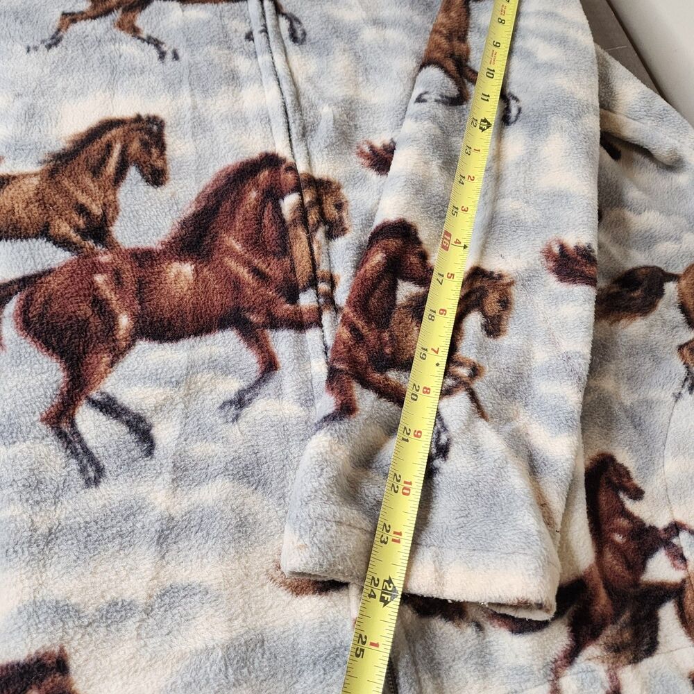 Vintage 90s Equestrian Horse Print Fleece Jacket Womens XXL Western Full Zip - Picture 9 of 12